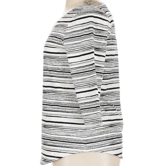 NWT Ann Taylor XL Off White Black Stripe Cotton Spandex Top Tee 3/4 Sleeve NEW - Picture 5 of 6